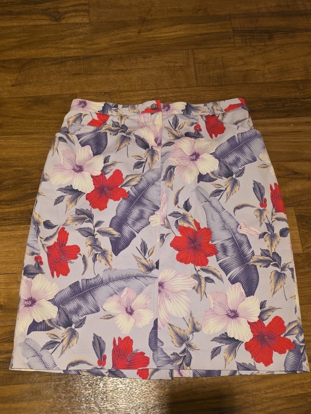 Floral Mini Skirt in Lavender with Red & Purple Blossoms